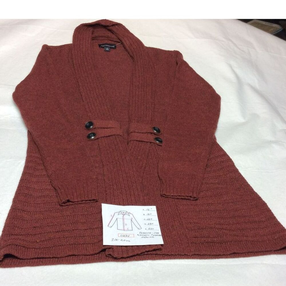 Fortune + Ivy Cardigan Sweater Ribbed Knit Button Detail Rust/Brown Medium‎